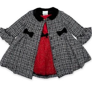 Baby Girl Christmas Winter Outfit with Dress Coat